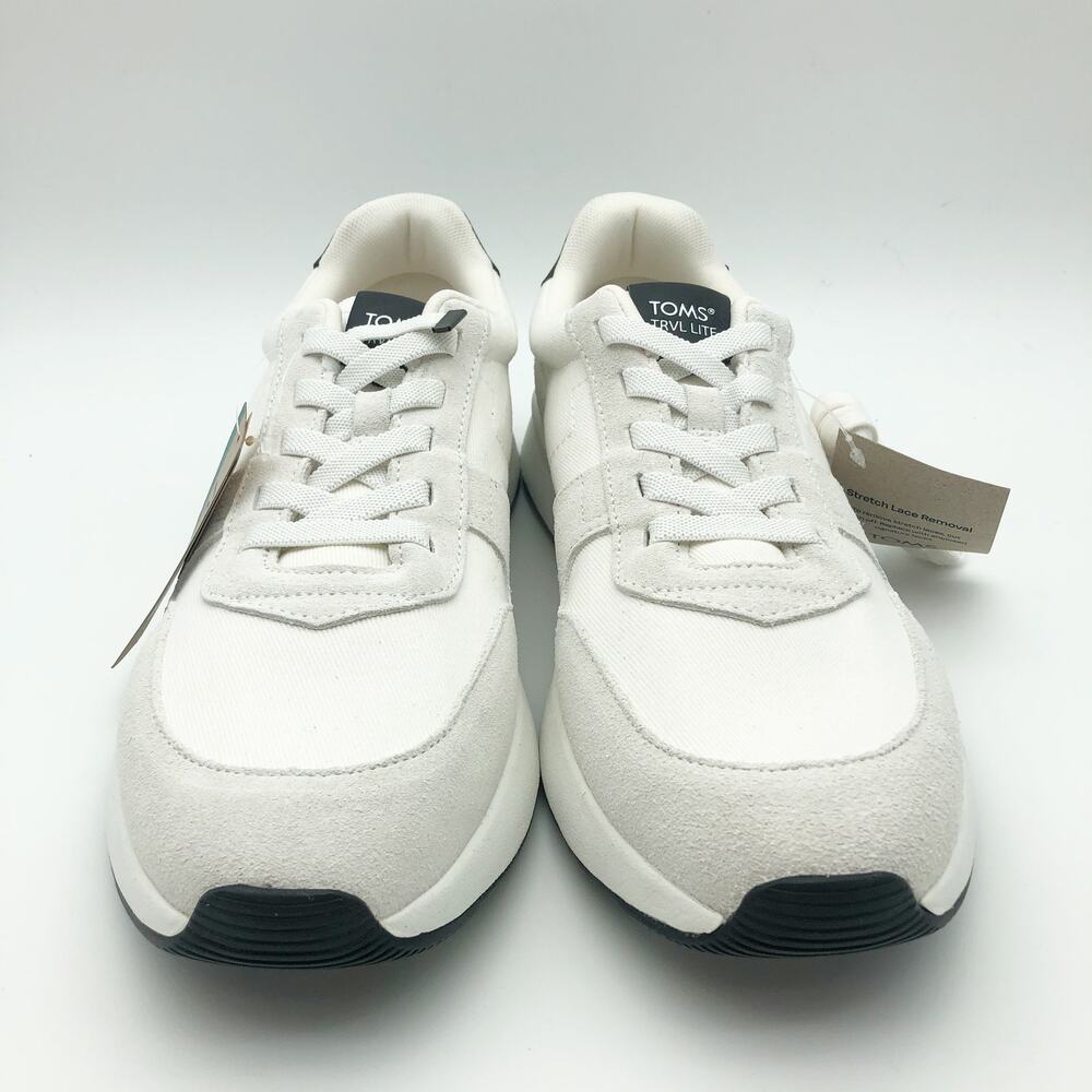 Toms Mens TRVL LITE Retro Runner Sneaker Size 12 White Suede Twill NIB - Picture 5 of 11